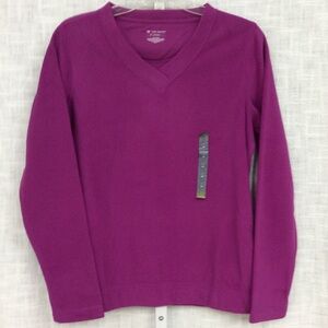 Tek Gear “Wild Berry” Medium V Neck Fleece Top